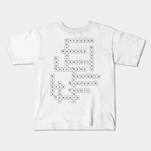 (1931ATMOM) Crossword pattern with words from a famous 1931 science fiction/horror book. Kids T-Shirt